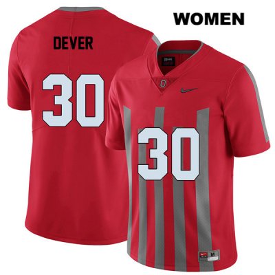 Women's NCAA Ohio State Buckeyes Kevin Dever #30 College Stitched Elite Authentic Nike Red Football Jersey YB20Y72HV